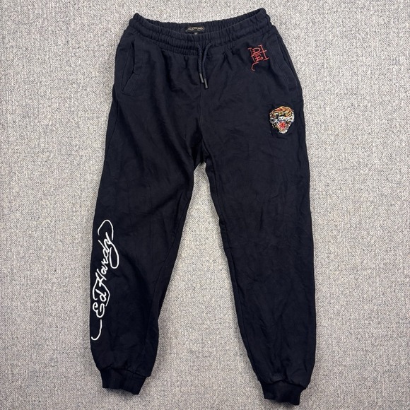 Ed Hardy Other - Ed Hardy Kids Black Jogger Sweatpants Tiger Embroidery Streetwear